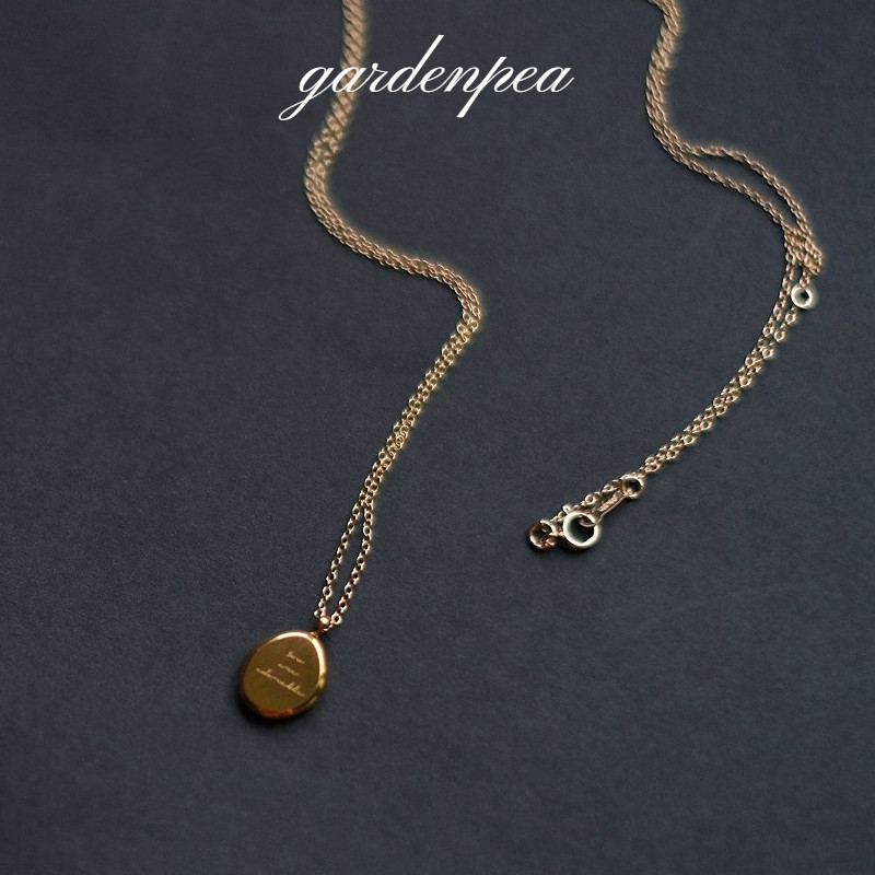 gardenpea水滴吊牌项链女极简风ins美国14k包金可调节小清新手作