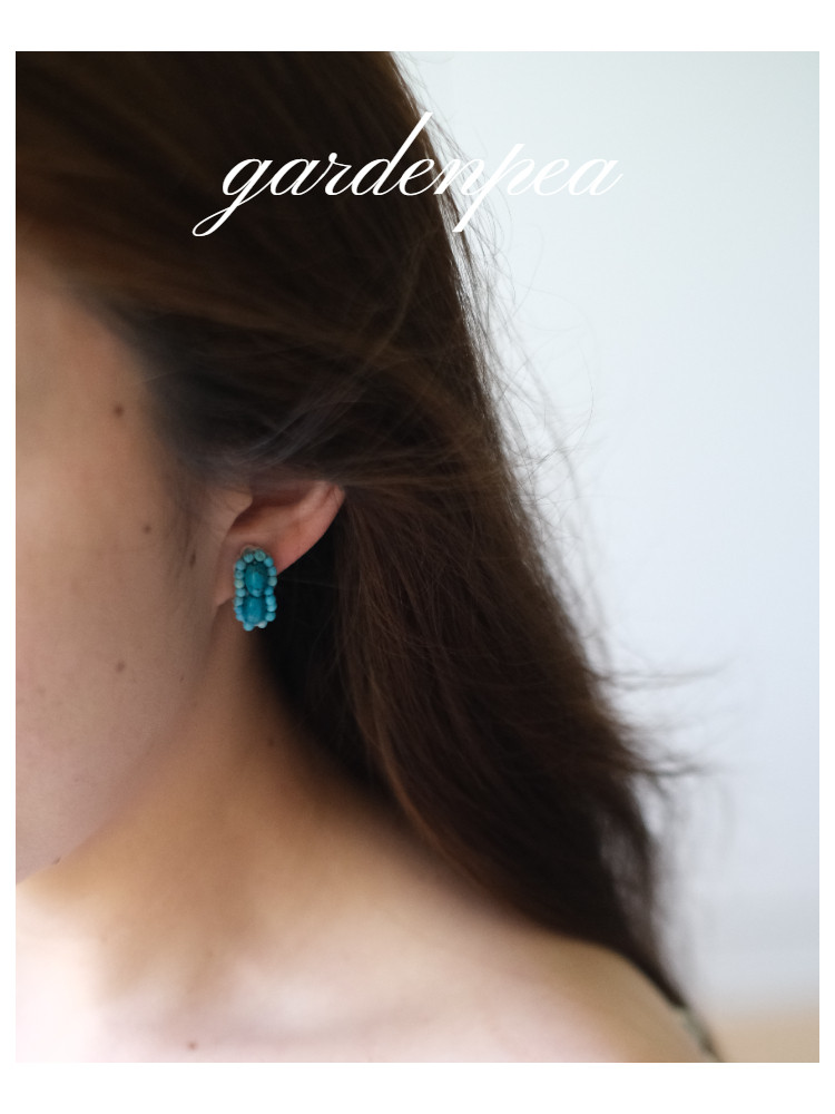 gardenpea原创手作绿松石耳钉女可爱清新日系小众设计感耳钉耳夹