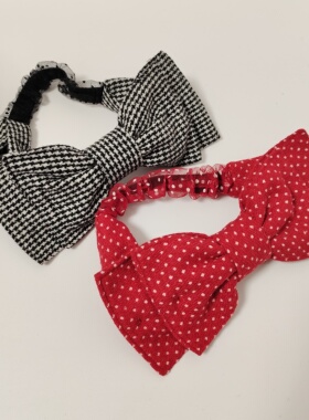蝴蝶结 两色  经典 黑白格 红色 发带 日本 日系 手作PF59