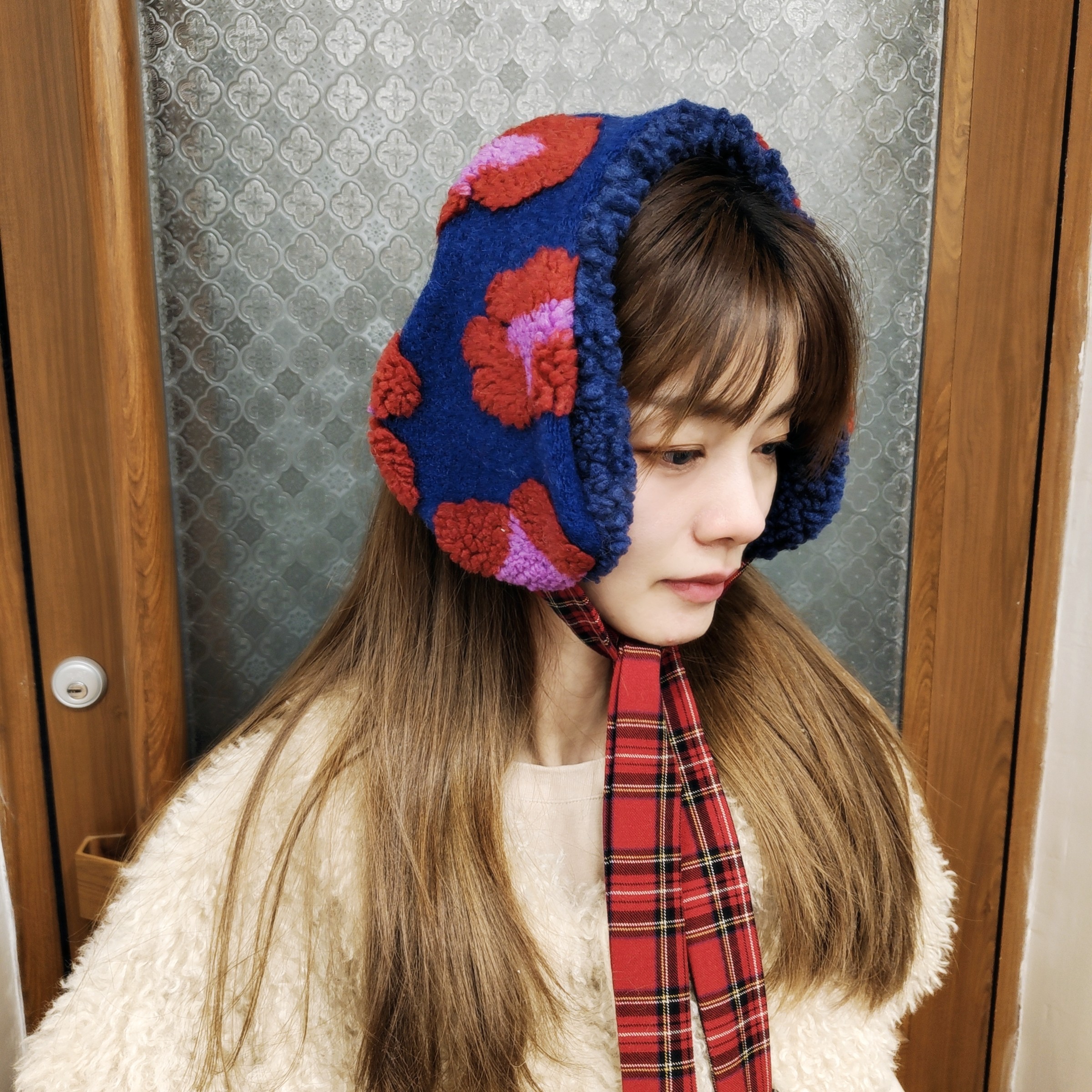 日系可爱花朵秋冬保暖护耳毛线帽百搭显脸小包头帽,服饰配件/皮带/帽子/围巾,帽子,淘宝优惠券,粉丝福利购,淘宝优惠卷