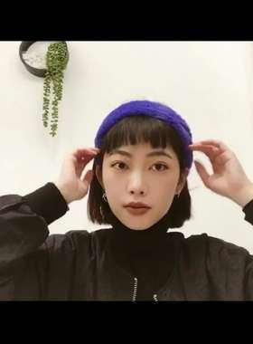 发带 蓝色毛毛 个性 日系混搭 原宿 发带PN12