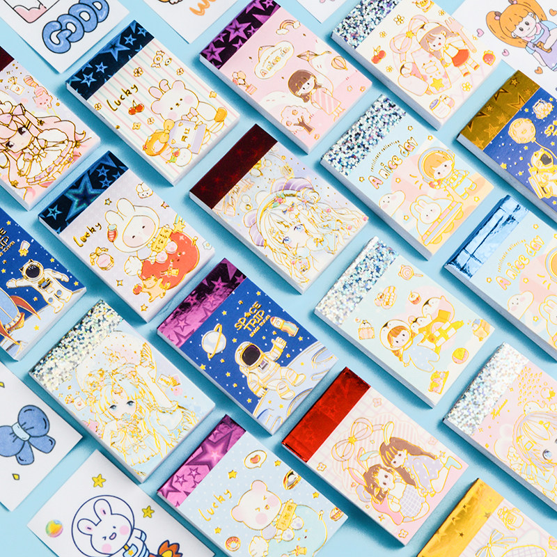 卡通迷你豆豆贴纸本可爱烫金手账装饰小图案少女心人物素材和纸贴