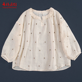 新款 匹绣苎麻套头衫 极细原麻衬衫 布朴家作2026夏季 百搭女上衣薄衫