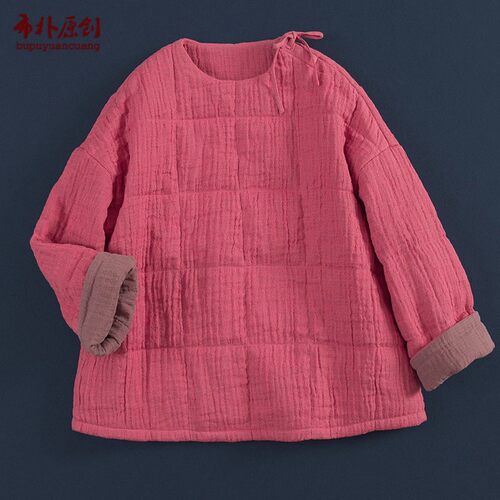 文艺百搭休闲棉麻套头棉袄