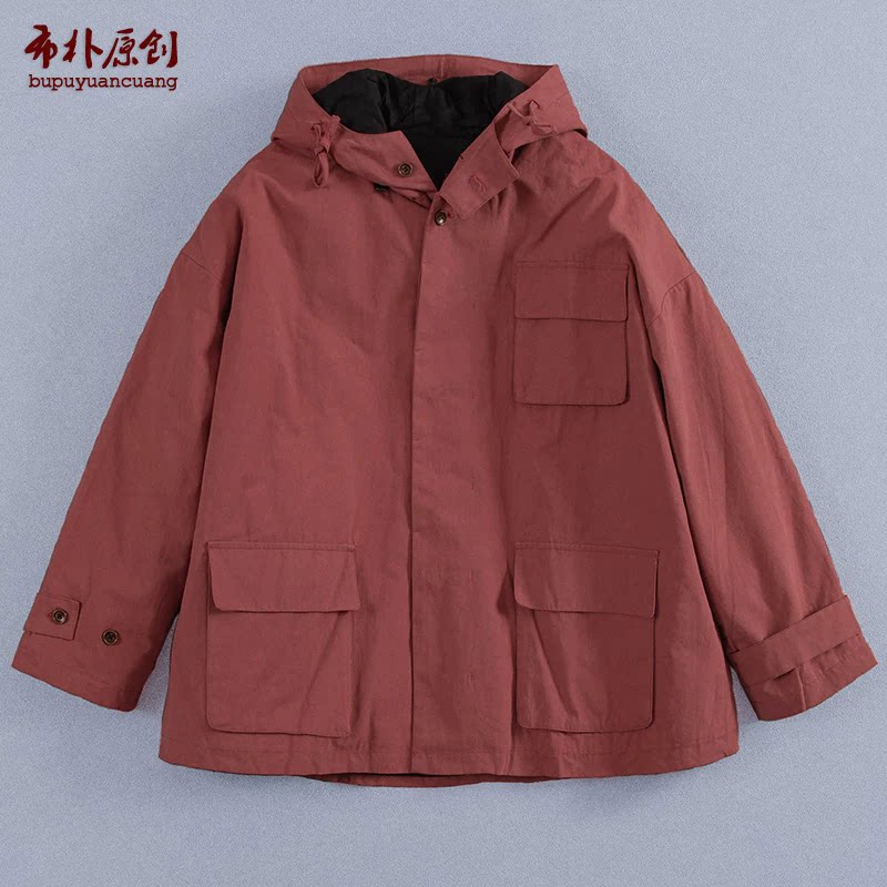 可拆卸帆布白鸭绒羽绒服