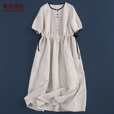 文艺宽松百搭纯色抽绳短袖