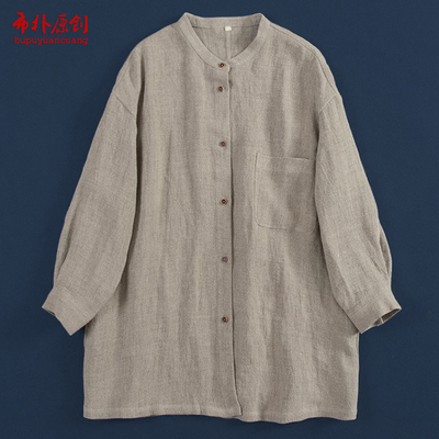 文艺宽松开衫慵懒女装亚麻