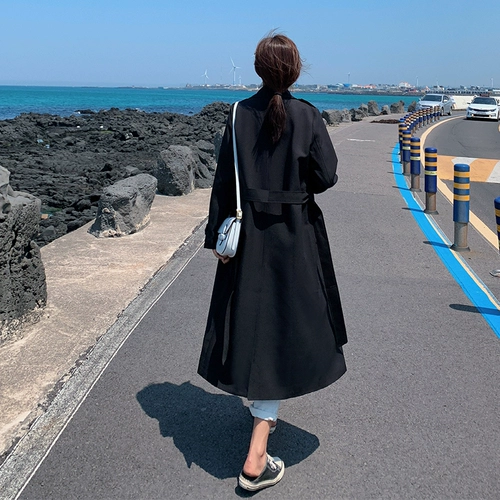 Весенний плащ, длинная тонкая куртка для школьников, свободный крой, в британском стиле, средней длины