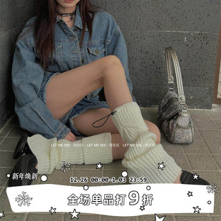 抽绳针织袜套个性 SEE 系带微喇叭堆堆长袜秋冬保暖腿套 LET