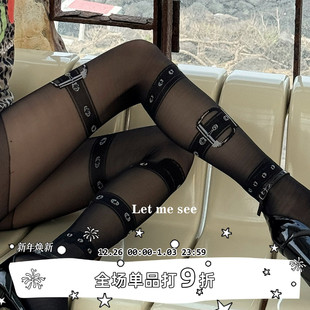 黑色腿环长筒丝袜性感黑丝纯欲连裤 SEE 袜绑带大腿腿带 LET