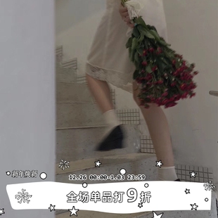 堆堆袜子女纯色日系中筒袜天鹅绒搭配凉鞋 SEE少女新款 LET