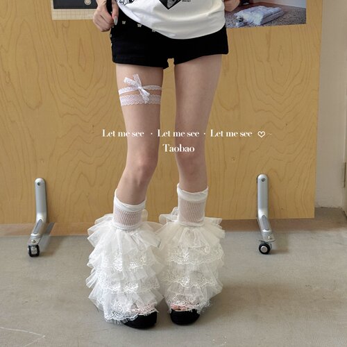 LET ME SEE 原创甜辣妹Y2K蕾丝花边腿套夏季防晒蛋糕网纱堆堆袜套