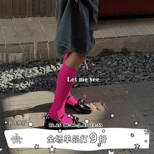 小腿袜时髦显瘦长筒袜子天鹅绒纯色百搭袜子 SEE糖果色个性 LET