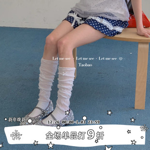 少女小腿袜JK蝴蝶结芭蕾风白色堆堆长袜配玛丽珍女袜 SEE LET
