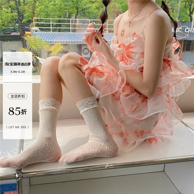花边镂空中筒袜透气jk女