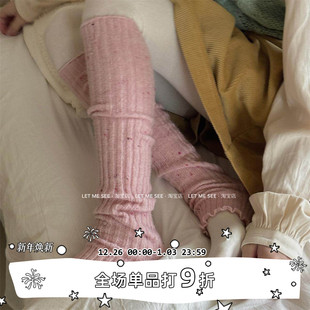 羊毛彩点子粗线竖条纹堆堆袜秋冬款 SEE 保暖加绒冬天袜套 LET