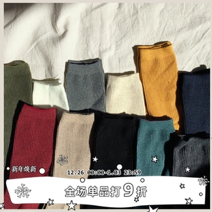 秋冬棉袜堆堆袜中筒袜运动袜子ins潮男女竖条纯色薄款 SEE LET