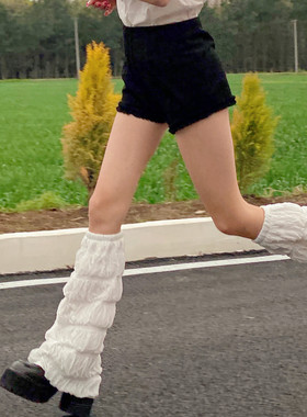 LET ME SEE 个性长筒白色喇叭袜套宽松阔腿个性时尚小腿套