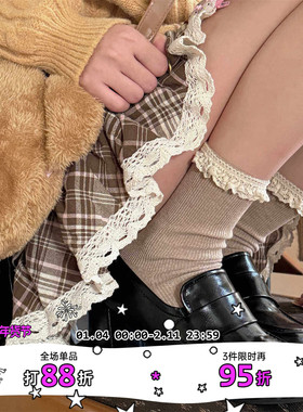 LET ME SEE 甜美蕾丝花边中筒袜ins芭蕾风女生堆堆袜短筒袜小腿袜