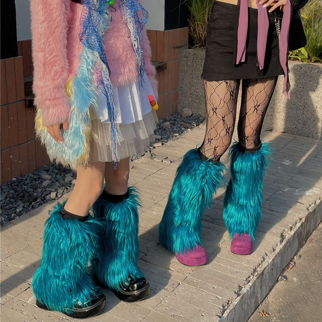 LETMESEE辣妹Y2K长毛袜套