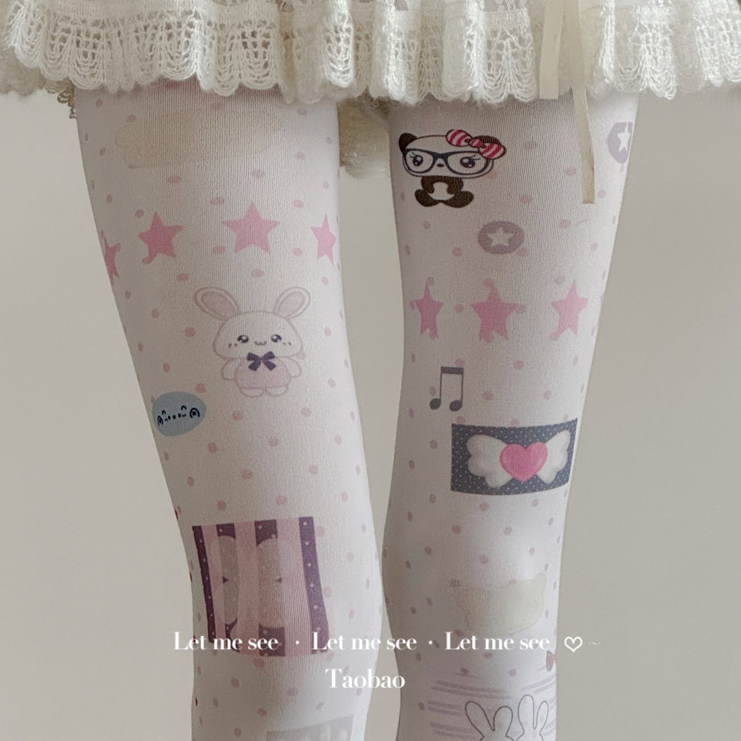 LET ME SEE 原创可爱卡通插画印花连裤袜显瘦打底袜百搭美腿袜,女士内衣/男士内衣/家居服,连裤袜/打底袜,淘宝优惠券,粉丝福利购,淘宝优惠卷