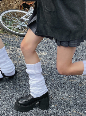 LET ME SEE 日系古早风秋冬白色长筒袜大象袜jk泡泡袜堆堆小腿袜