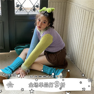 LET SEE原宿风针织袜套y2k亚文化学院风保暖中筒堆堆袜女