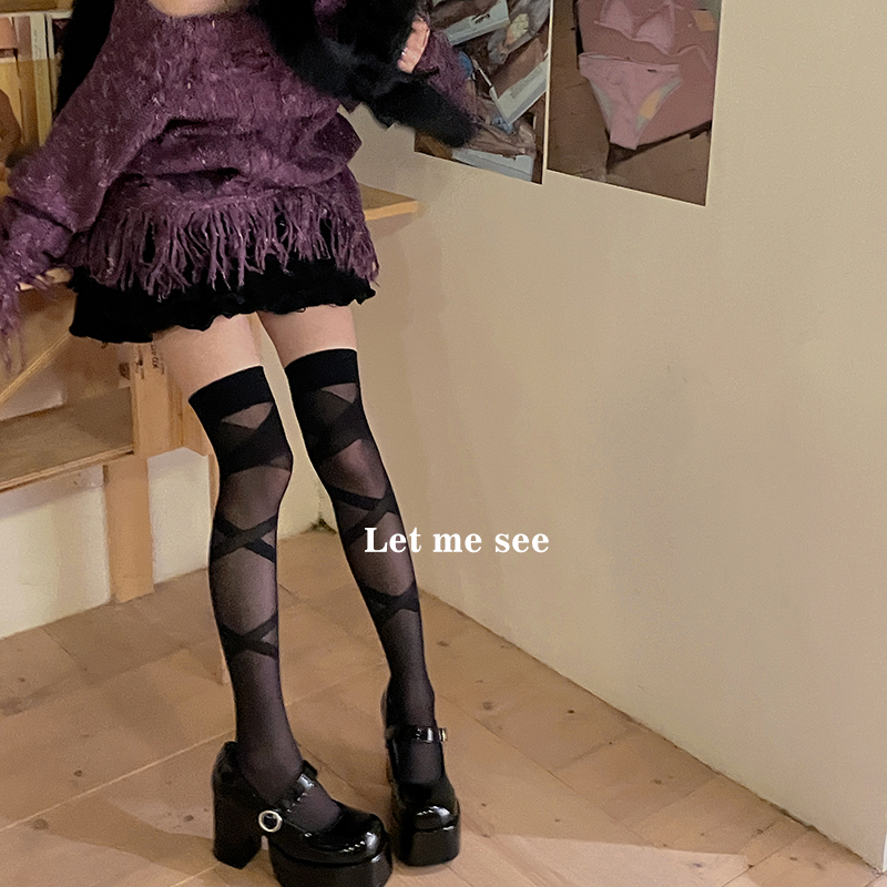 LETMESEE辣妹绑带丝袜大腿袜