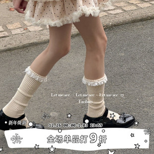 蕾丝花边堆堆袜 LET 韩版 SEE 加厚毛圈小腿袜女袜甜美百搭棉袜