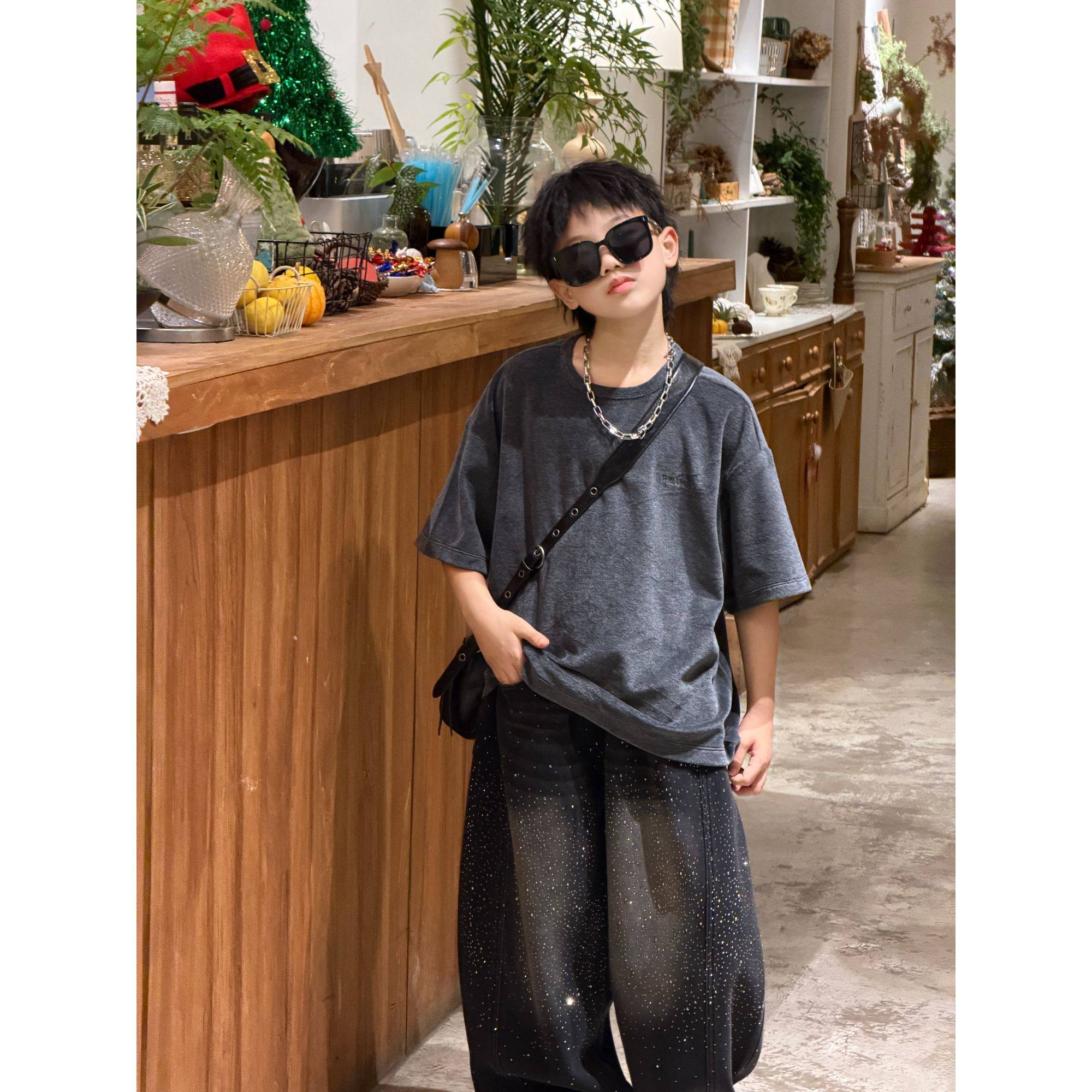 THE LUHAN【莫奈之作】秋款美式复古圆领亲子装中大童短袖25851,童装/婴儿装/亲子装,T恤,淘宝优惠券,粉丝福利购,淘宝优惠卷