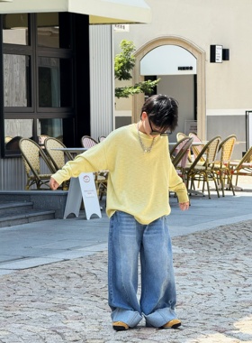 陆晗欧巴【青春洋溢】秋季宽松百搭外穿亲子装大童针织毛衣25635