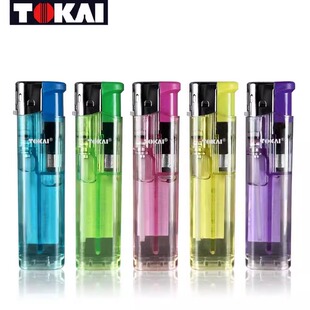日本一次性打火机透明五色家用点火器电子明火气体火机烟具