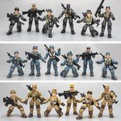 10CM特警兵人仔武器男孩组装 模型多关节特种兵人偶玩具沙盒模型