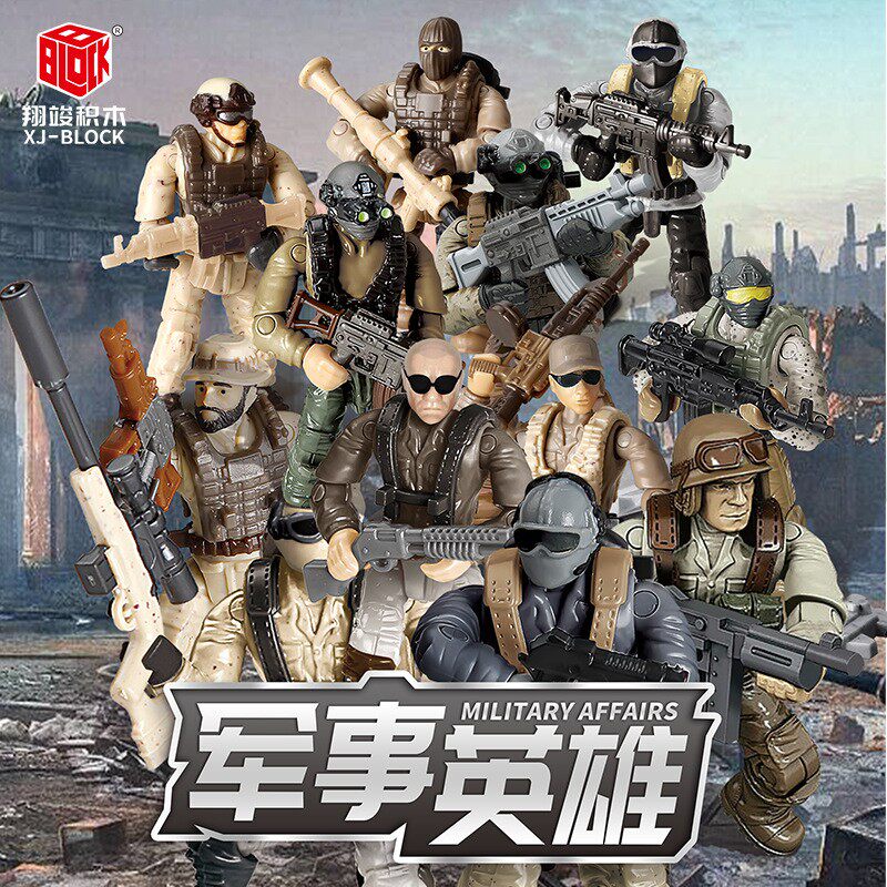 翔竣软胶拼装关节可动特种兵人仔益智军事吃鸡模型手办特警玩具图片
