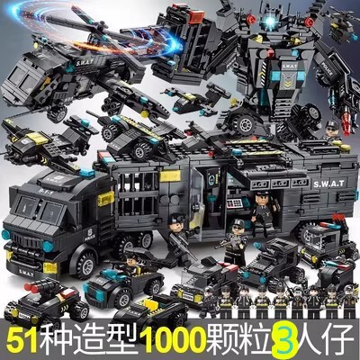51黑鹰特警军事机甲颗粒积木