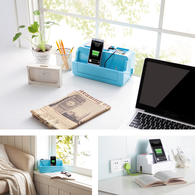 电源线收纳盒带散热孔整理盒插排