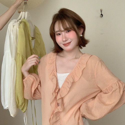 Flower April（FA）-悠然午后温柔荷叶边系带雪纺女夏季新款17091