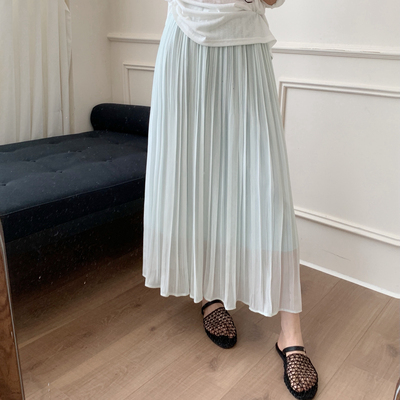 芭妮Bonnet-夏上新韩系百搭款压褶显瘦伞裙半身裙C03-26726