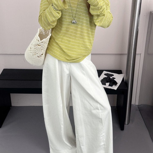 STYLE 风格-26年夏上新韩系时尚松弛休闲二件套防晒条纹露肩88095
