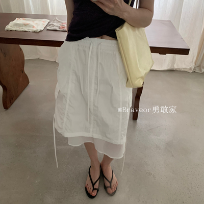 Braveor-26年夏上新韩系速干网纱叠层拼接半身裙(只卖半身裙B2781