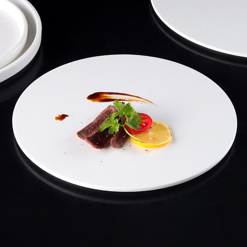密胺白色甜品蛋糕盘酒店西餐盘火锅菜盘餐厅塑料托盘寿司平盘商用