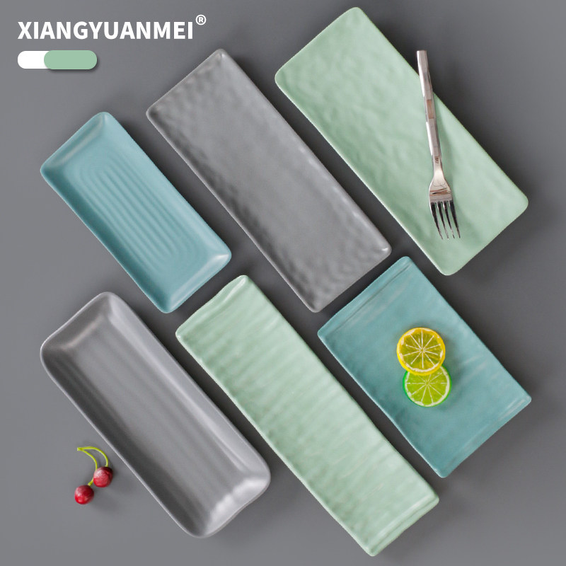 网红餐具密胺盘子长方形商用火锅店菜盘餐盘仿瓷塑料烤肉烧烤盘子