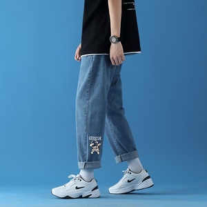已注册冰氧吧2025夏季牛仔裤男情侣大码休闲直筒阔腿裤NZ3863/P45图片