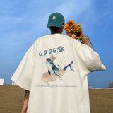 已注册/夏季鲸鱼印花文艺短袖T恤男大码体恤打底衫DT1080/P25，男装T恤，电商B316