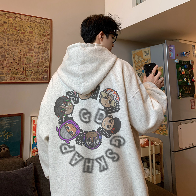 已注册/秋季高街休闲连帽卫衣男大码打底衫外套WY9252/P50加绒P55,男装卫衣,电商B316