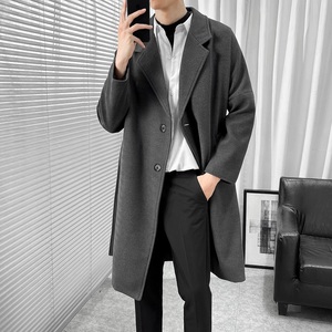 秋冬季韩版气质加厚毛呢大衣男过膝呢子风衣中长款外套F4006/P100图片
