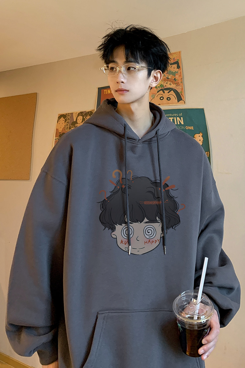 已注册/华棉秋季复古潮流大码连帽卫衣男生宽松打底衫WY9220/P50,男装卫衣,电商B316