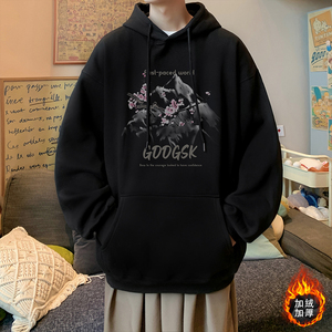 已注册/秋季时尚印花连帽卫衣男潮大码宽松外套WY9522/P45加绒P50图片