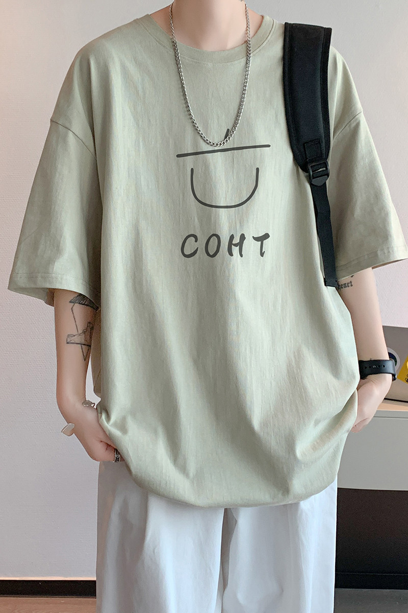 已注册/夏季印花短袖T恤男简约港风宽松体恤打底衫DT3555/P25,男装T恤,电商B316