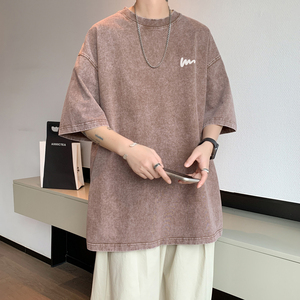 (拼图款)水洗重磅夏季印花简约短袖T恤男生打底衫体恤 DT3621/P35图片